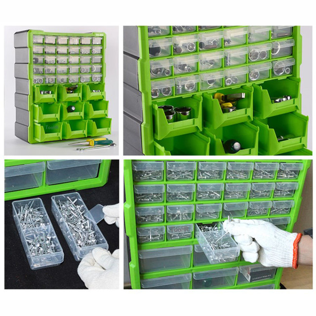 Multi-grid Drawer Type Plastic Tool Box Hardware Tool Storage Box Wall  Hanging Building Blocks Screw Parts Classification Box - Tool Box -  AliExpress